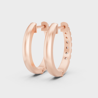 0.11 Ct Each Round Diamond Hoop Earrings Lab Grown In Rose Gold Everyday Style