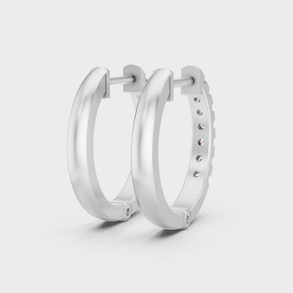 White Gold Classic Round Diamond Hoop Earrings 0.22 Ct Fine Jewelry