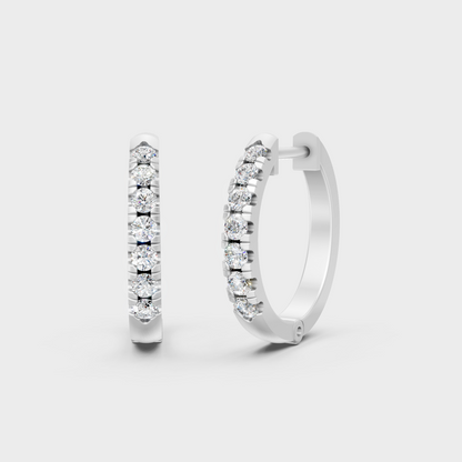 White Gold 0.22 Ct Lab Grown Round Diamond Hoop Earrings GLI Certified Fine Jewelry