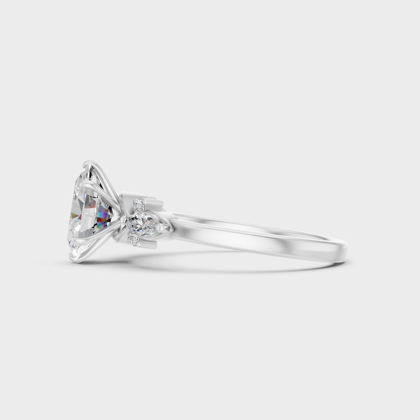 White Gold Classic Multi Shape Diamond Ring 1.78 Ct Fine Jewelry