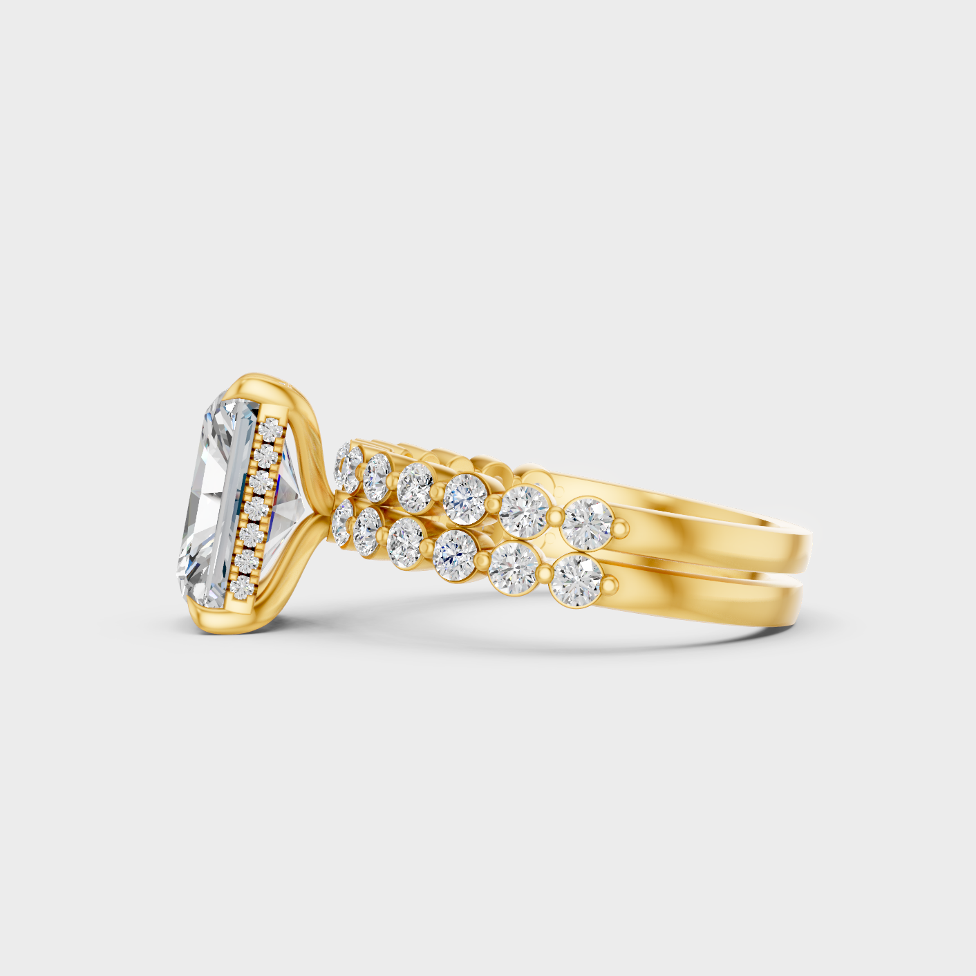 Yellow Gold Radiant Round Diamond Bridal Set 4 Ct Elegant Womens Jewelry