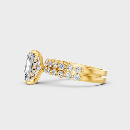 Yellow Gold Radiant Round Diamond Bridal Set 4 Ct Elegant Womens Jewelry