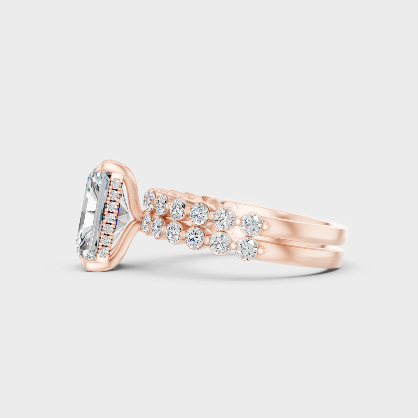 Rose Gold Radiant Diamond Ring Set 4 Ct Ethical Lab Grown Jewelry