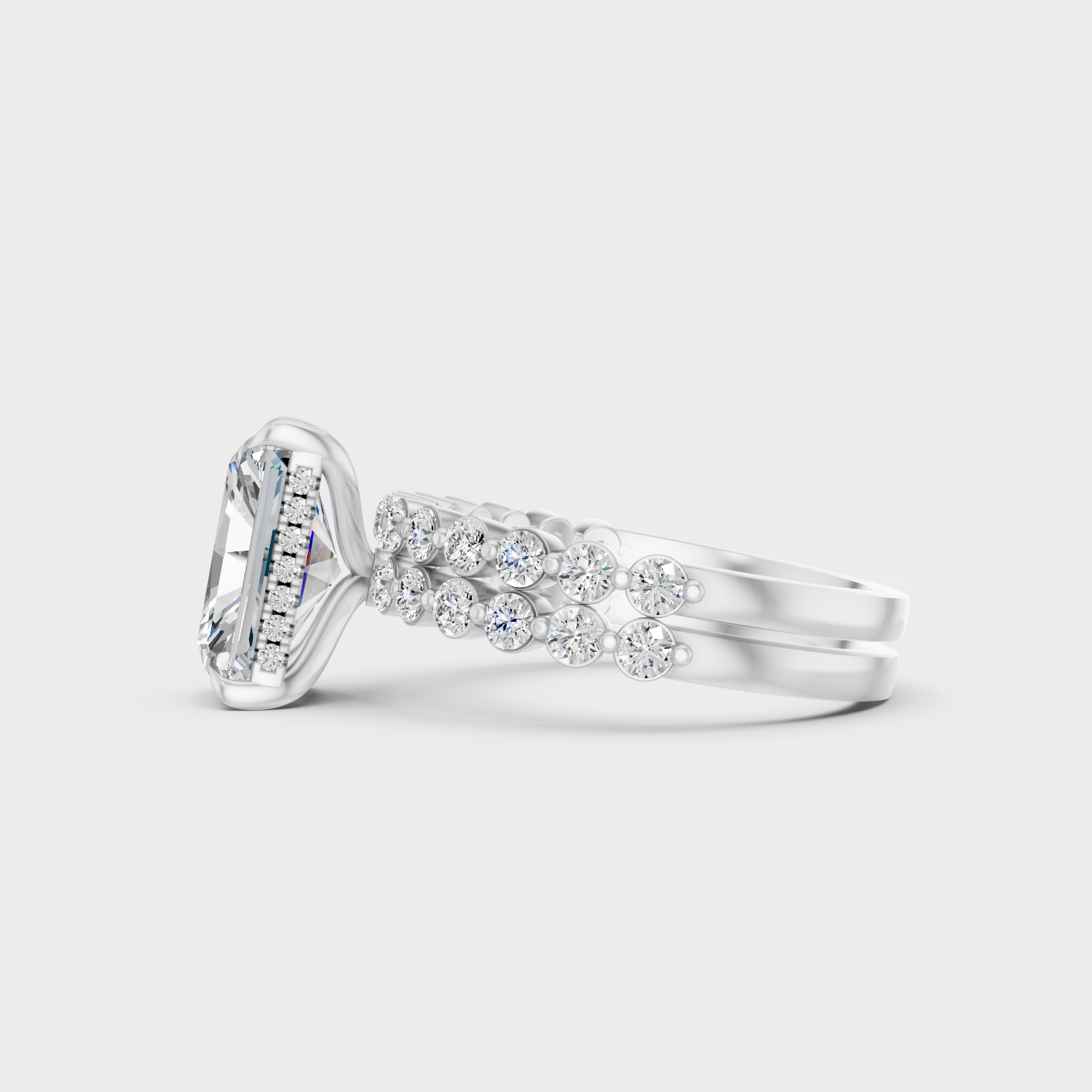 White Gold Classic Radiant Diamond Ring Set 4 Ct Fine Jewelry