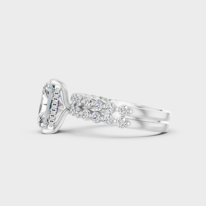 White Gold Classic Radiant Diamond Ring Set 4 Ct Fine Jewelry