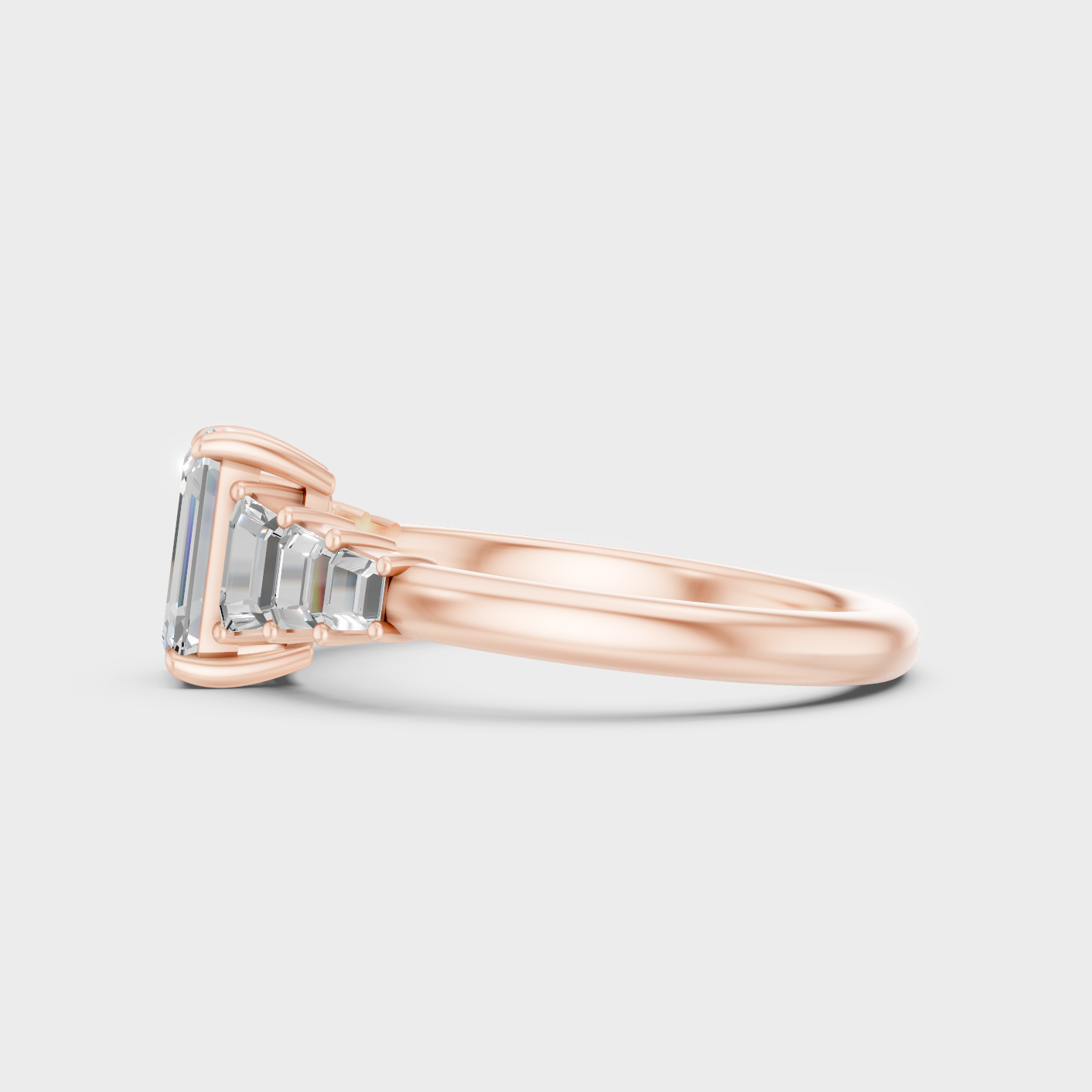 Rose Gold Emerald Diamond Ring 1.75 Ct Everyday Elegant Jewelry