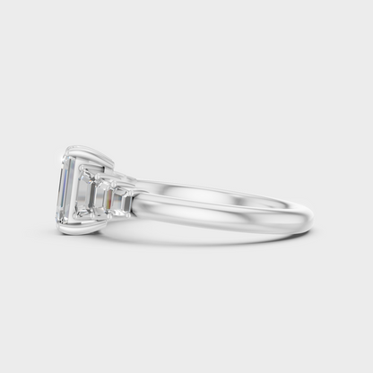Platinum 950 Emerald Trapezoid Diamond Ring 1.75 Ct Lab Grown Luxury Design