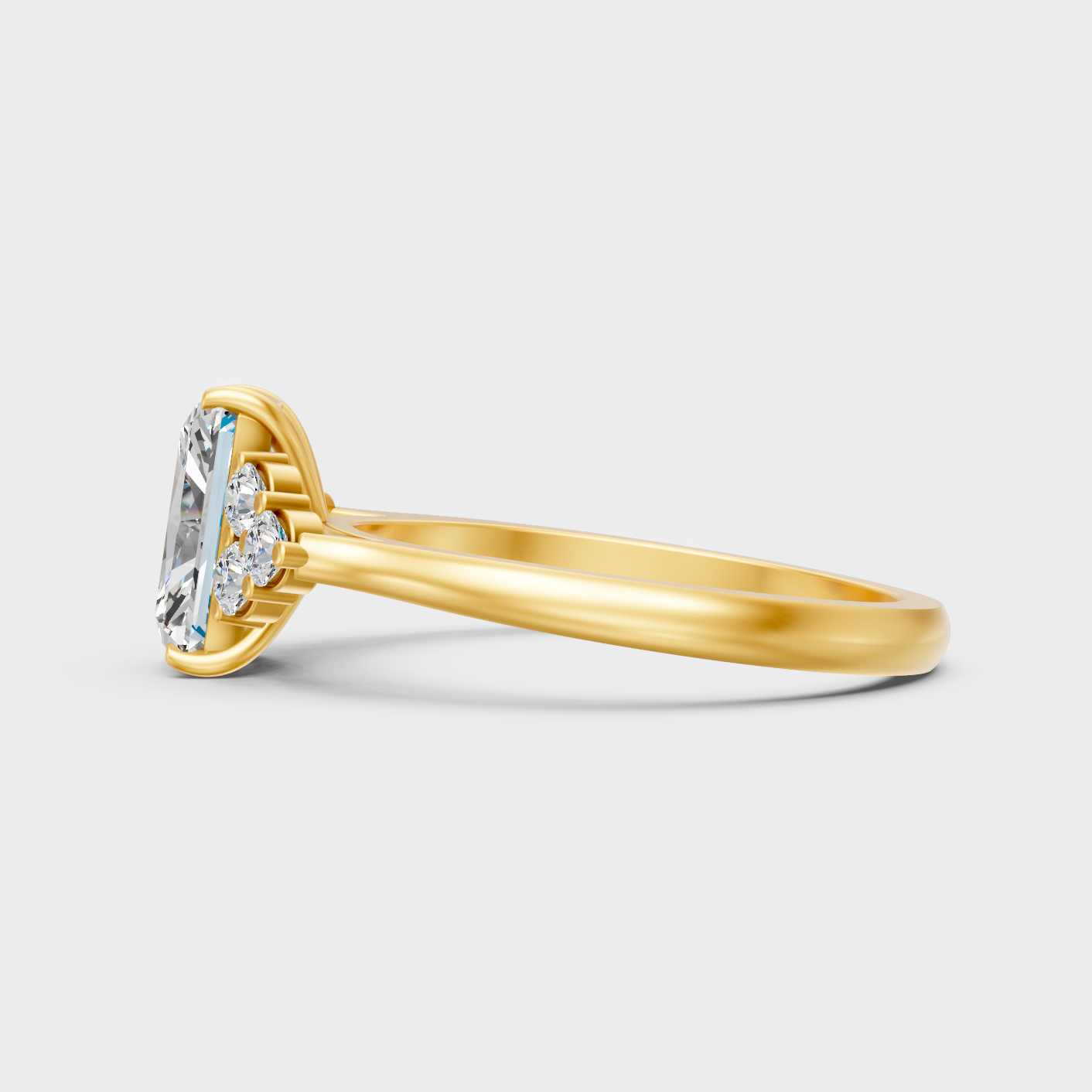 Elegant Radiant Diamond Proposal Ring In Gold