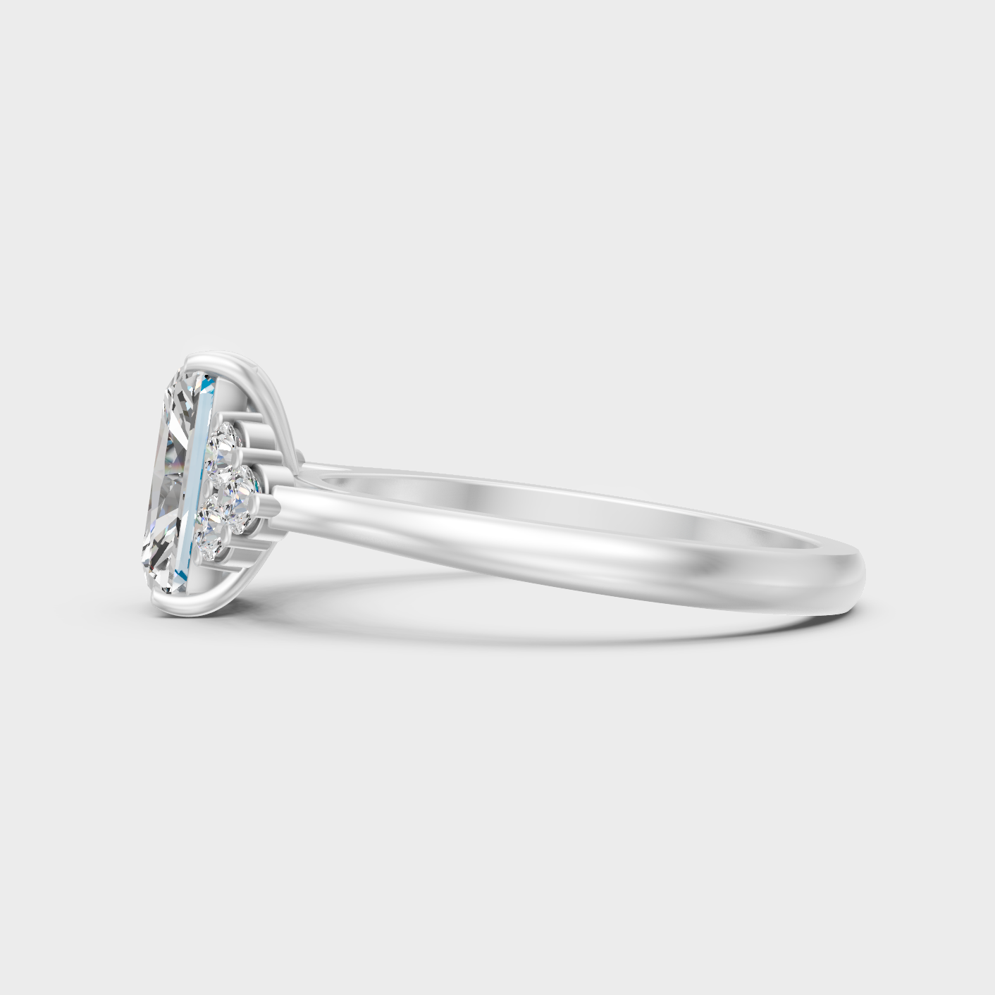 White Gold Radiant Diamond Ring For Everyday Elegance