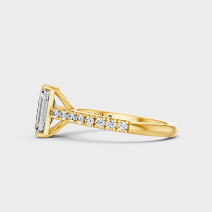 1.62 Ct Emerald & Round Cut Lab Grown Diamond Ring