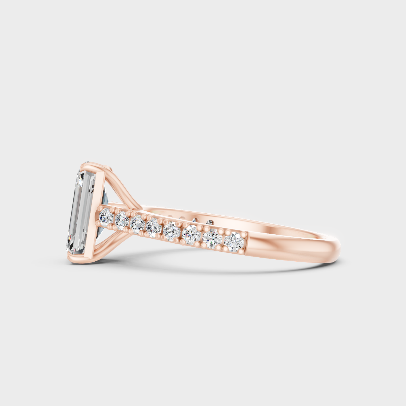 1.62 Ct Emerald & Round Cut Lab Grown Diamond Ring