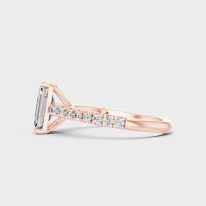 1.62 Ct Emerald & Round Cut Lab Grown Diamond Ring