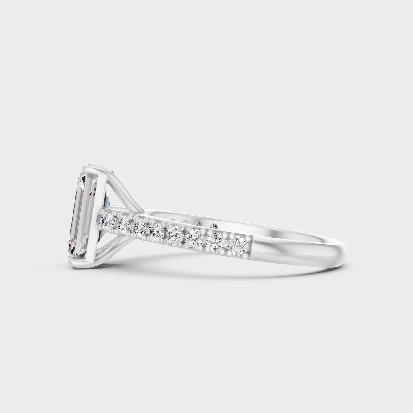 1.62 Ct Emerald & Round Cut Lab Grown Diamond Ring