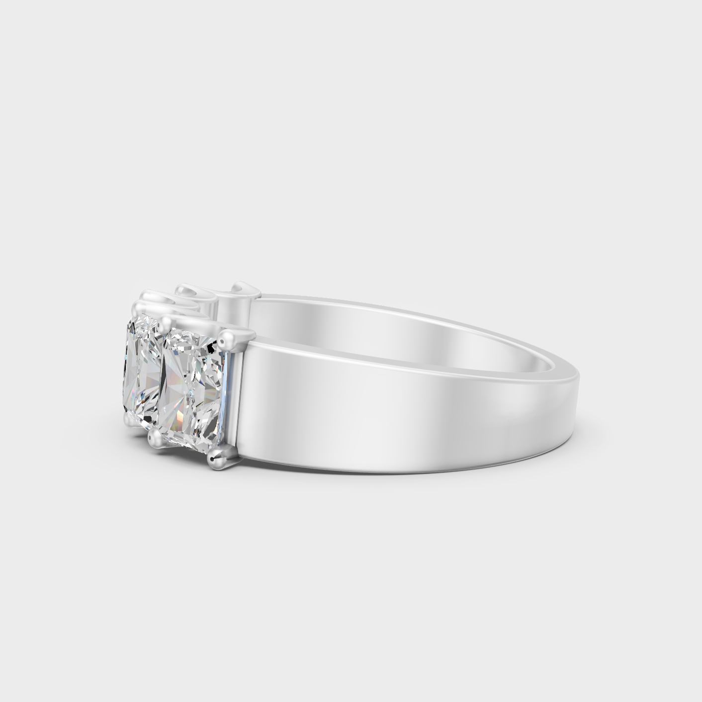 Premium Platinum Radiant Diamond Band Fine Jewelry