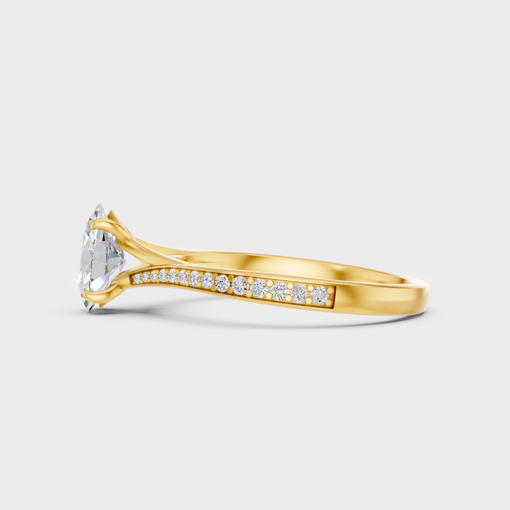 Oval Diamond Fashion Ring In Yellow Gold