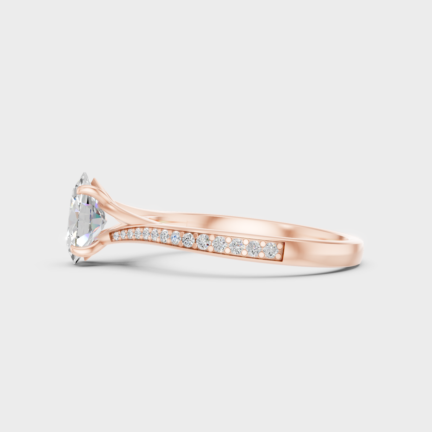 Oval Cut Lab Diamond Ring In Rose Gold Luxury Style
