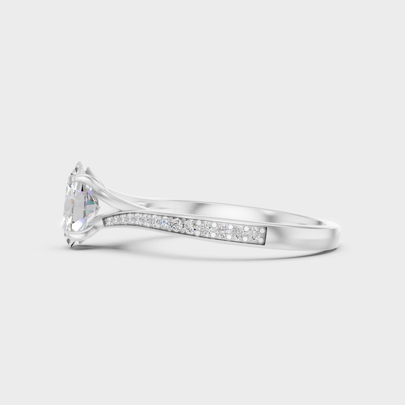 White Gold Oval Diamond Ring For Everyday Elegance