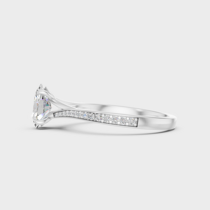 White Gold Oval Diamond Ring For Everyday Elegance