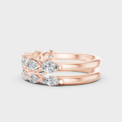 Ethical Lab Grown Diamond Band Set In Rose Gold