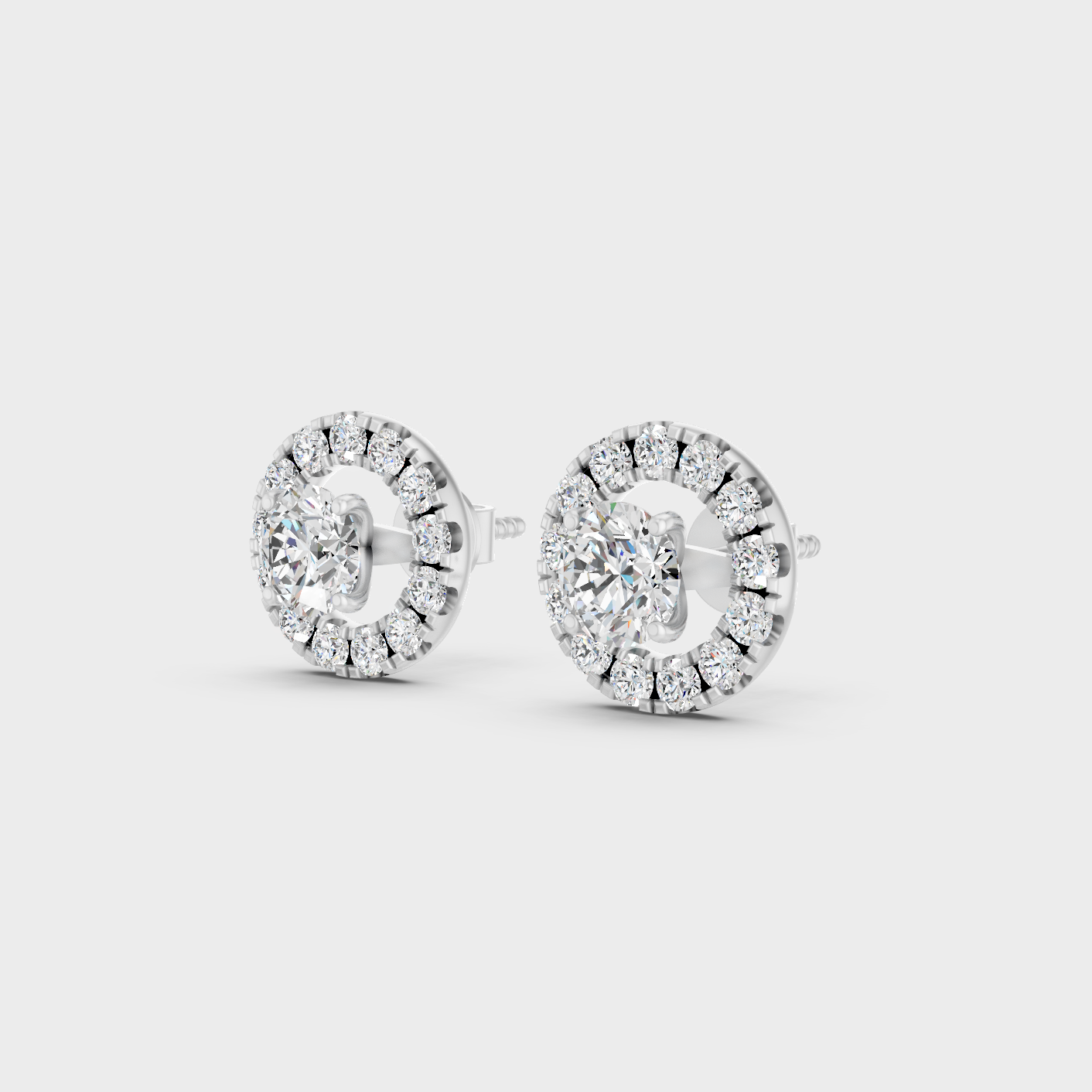 White Gold Certified Diamond Halo Earrings Fine Jewelry