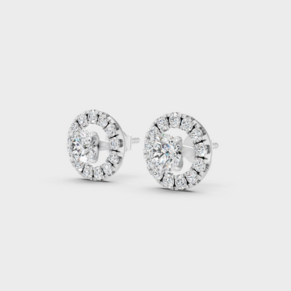White Gold Certified Diamond Halo Earrings Fine Jewelry