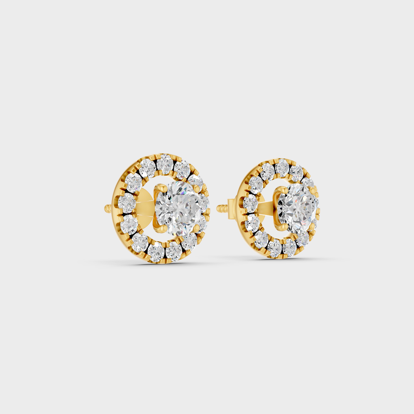 3.56 Ct Round Diamond Halo Earrings In Yellow Gold Fine Jewelry