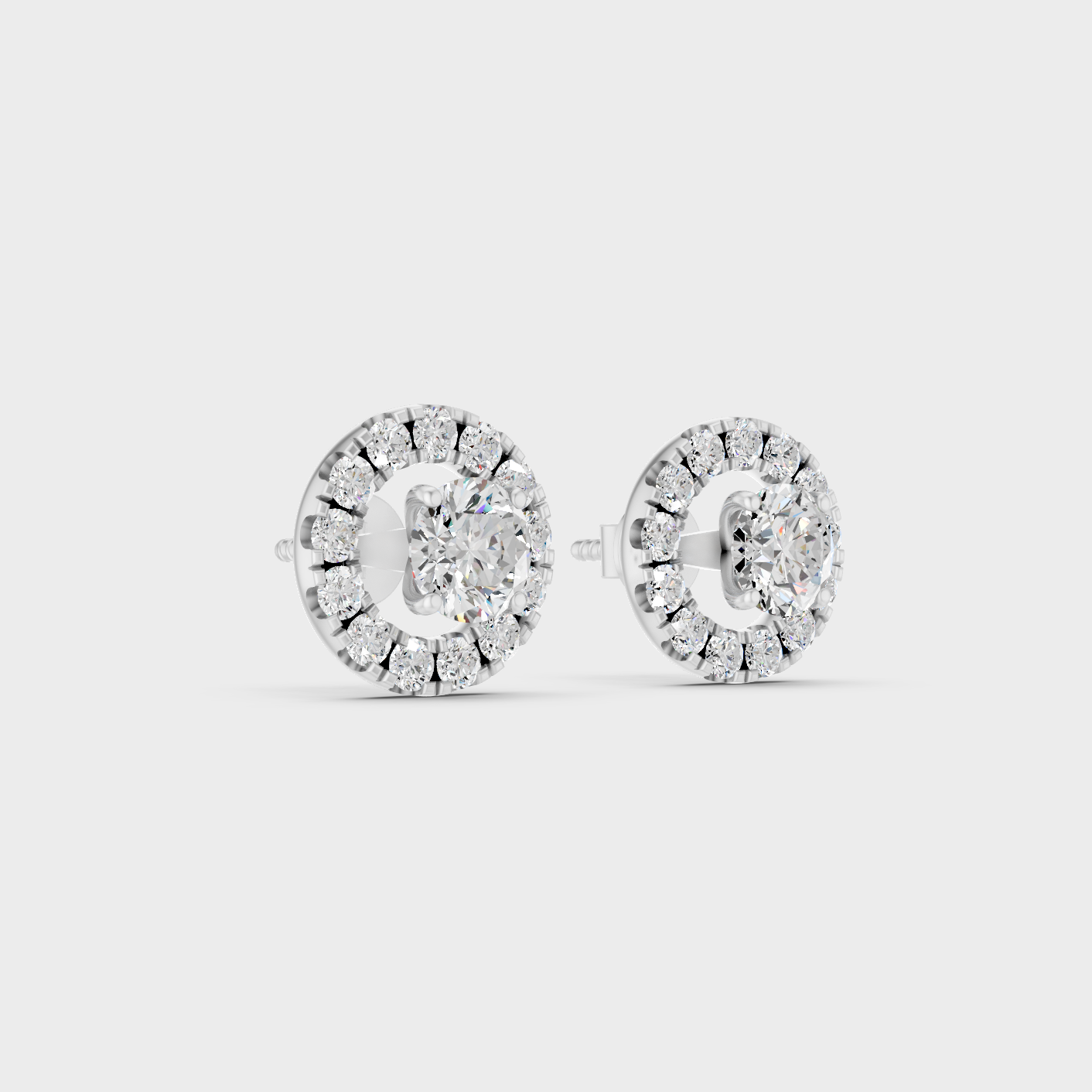 Platinum Round Cut Halo Diamond Earrings For Timeless Sophistication