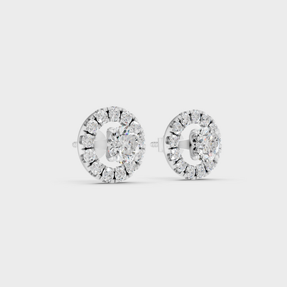 Platinum Round Cut Halo Diamond Earrings For Timeless Sophistication