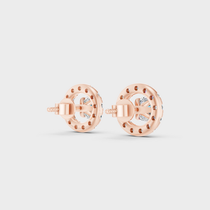 Rose Gold Halo Earrings With Ethical Lab Diamonds