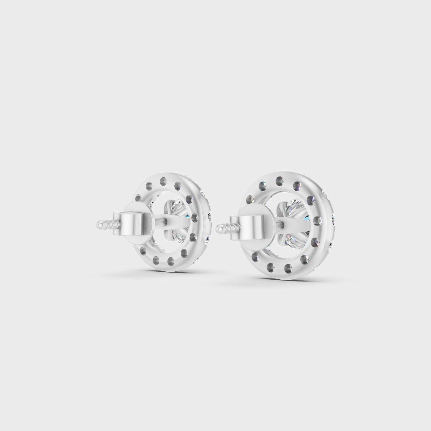 Premium Platinum Halo Diamond Earrings Elegant Jewelry