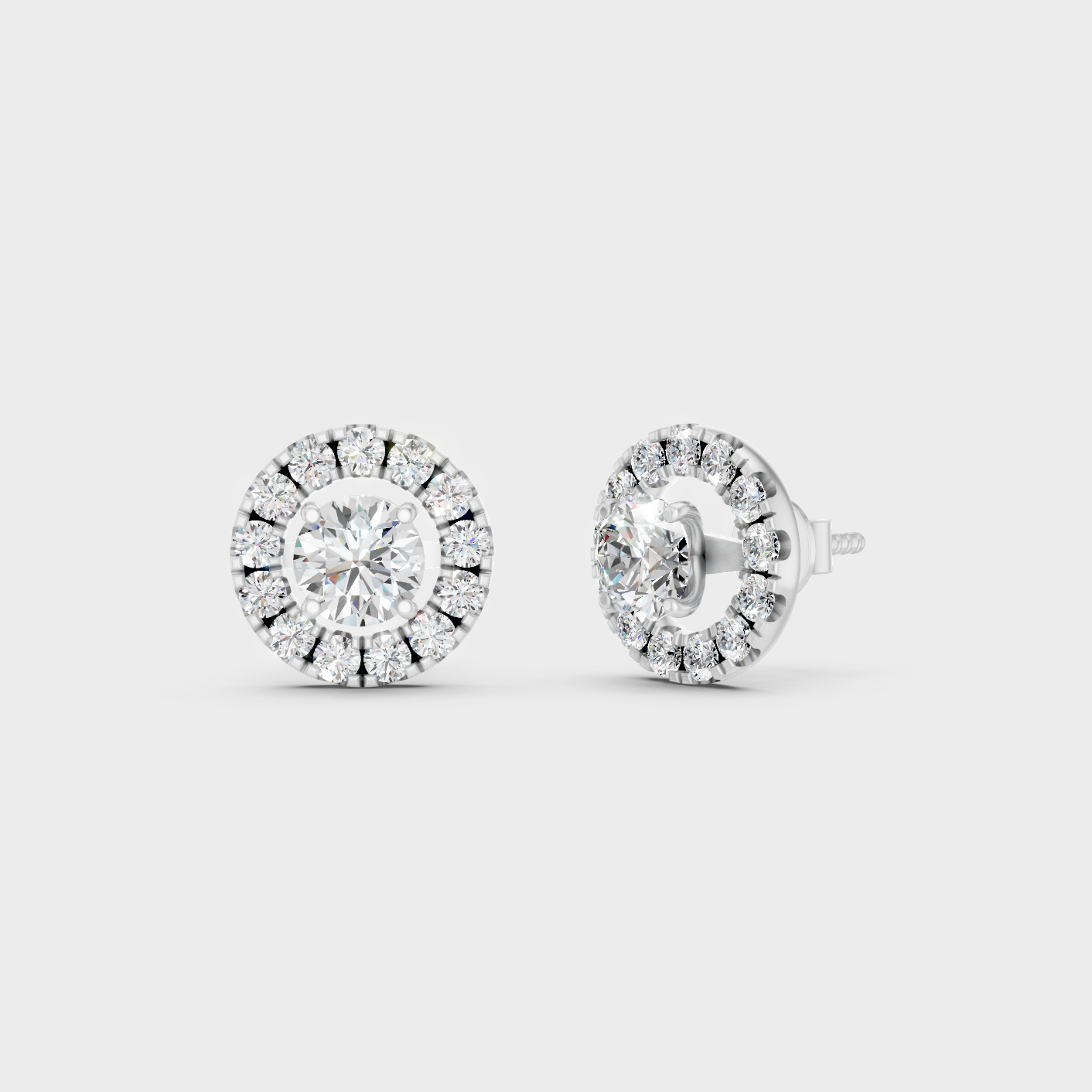 White Gold Halo Diamond Earrings With Certified Lab Diamonds
