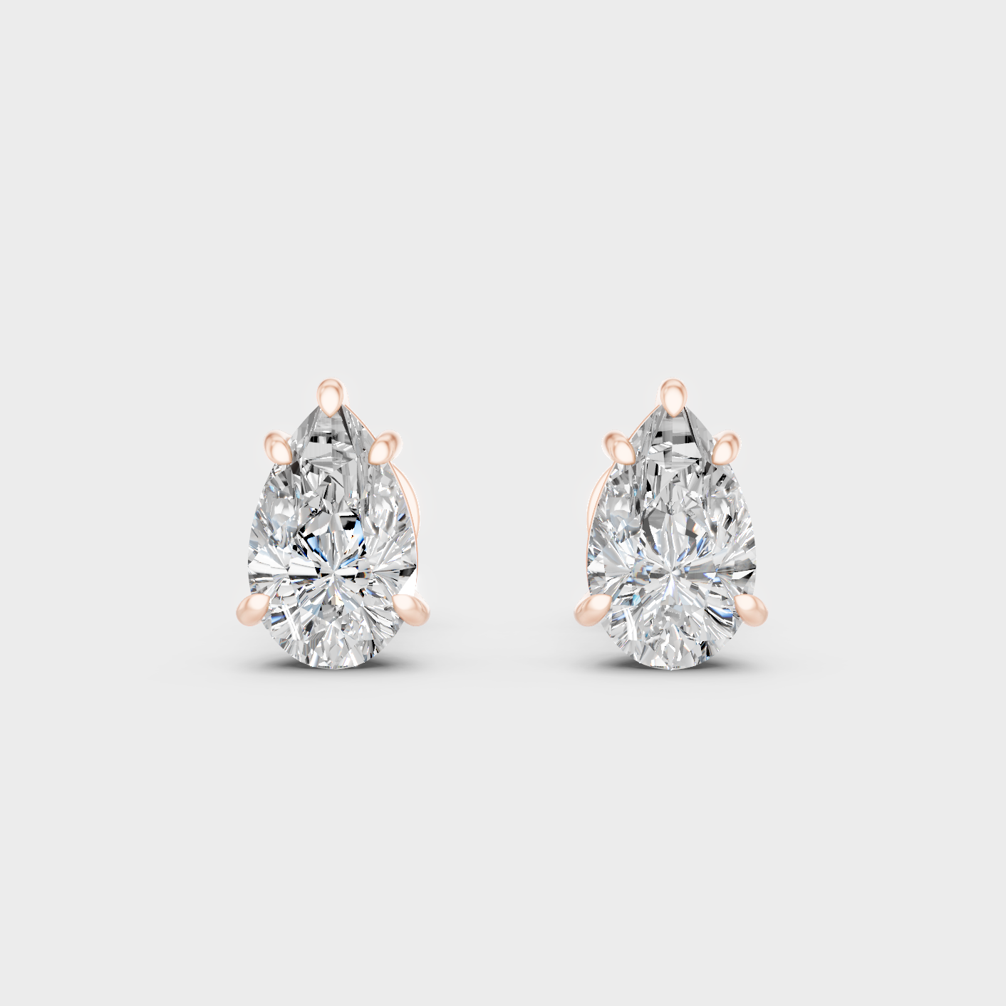 Rose Gold Luxury Pear Diamond Stud Earrings Elegant Style