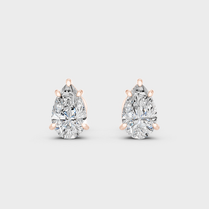 Rose Gold Luxury Pear Diamond Stud Earrings Elegant Style