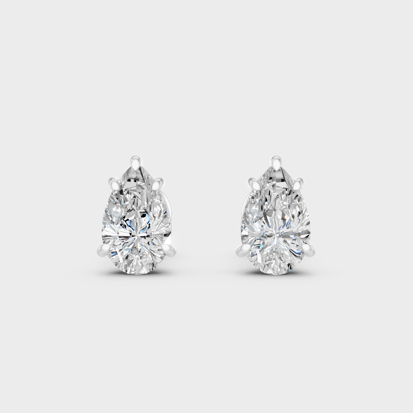 White Gold Pear Diamond Stud Earrings For Women