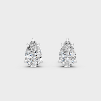 White Gold Pear Diamond Stud Earrings For Women