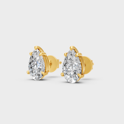 Elegant Pear Diamond Earrings In Yellow Gold