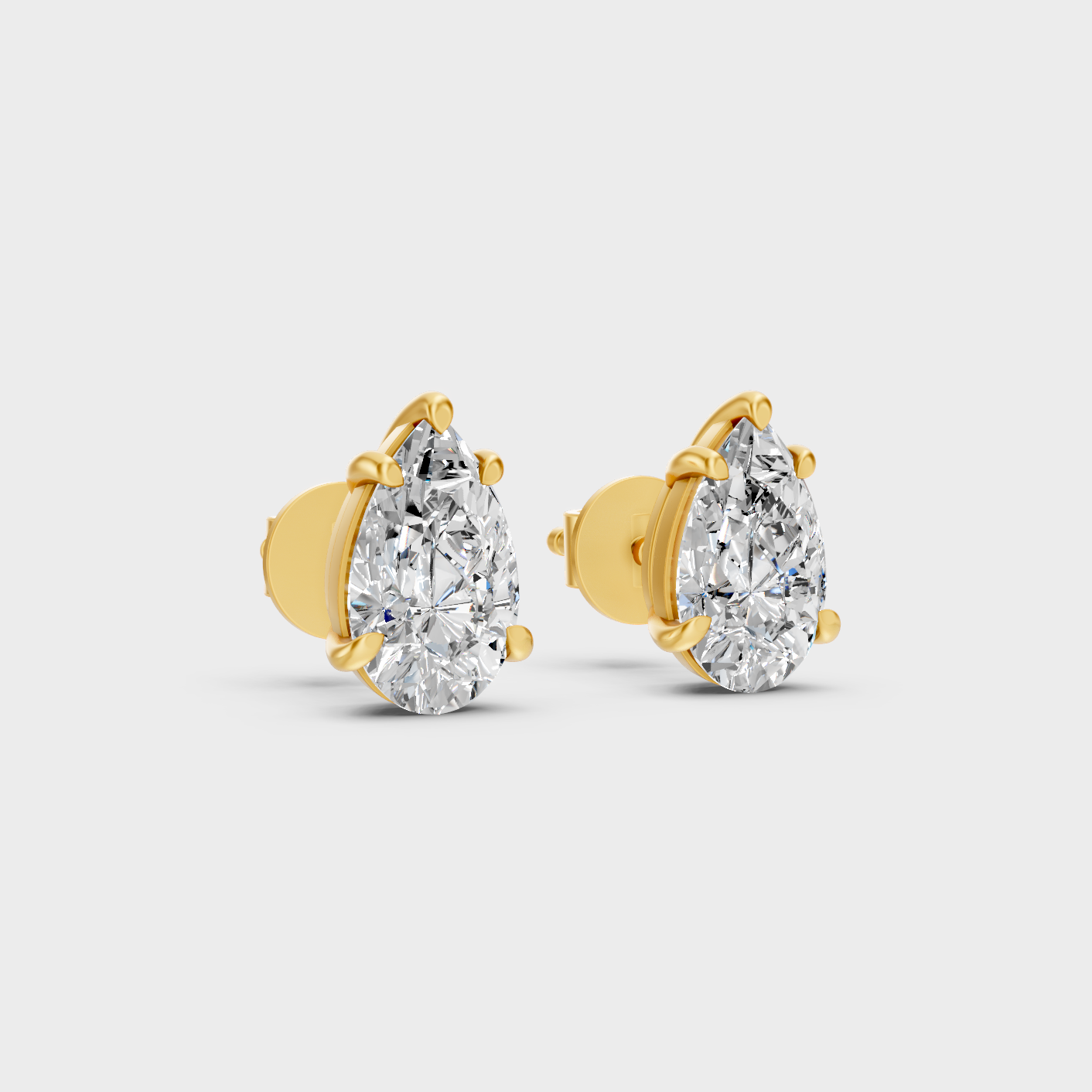 2 To 10 Ct Pear Diamond Earrings In Yellow Gold Luxury Style
