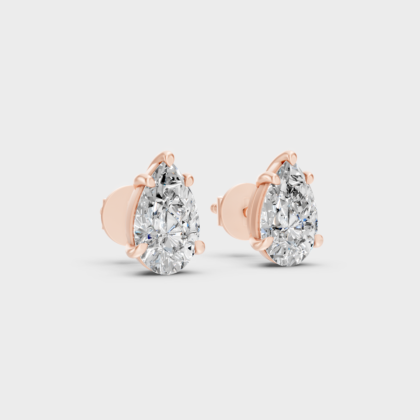 Rose Gold Pear Earrings With Ethical Lab Diamonds