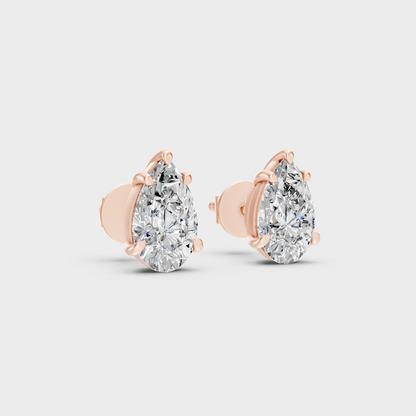 Rose Gold Pear Earrings With Ethical Lab Diamonds