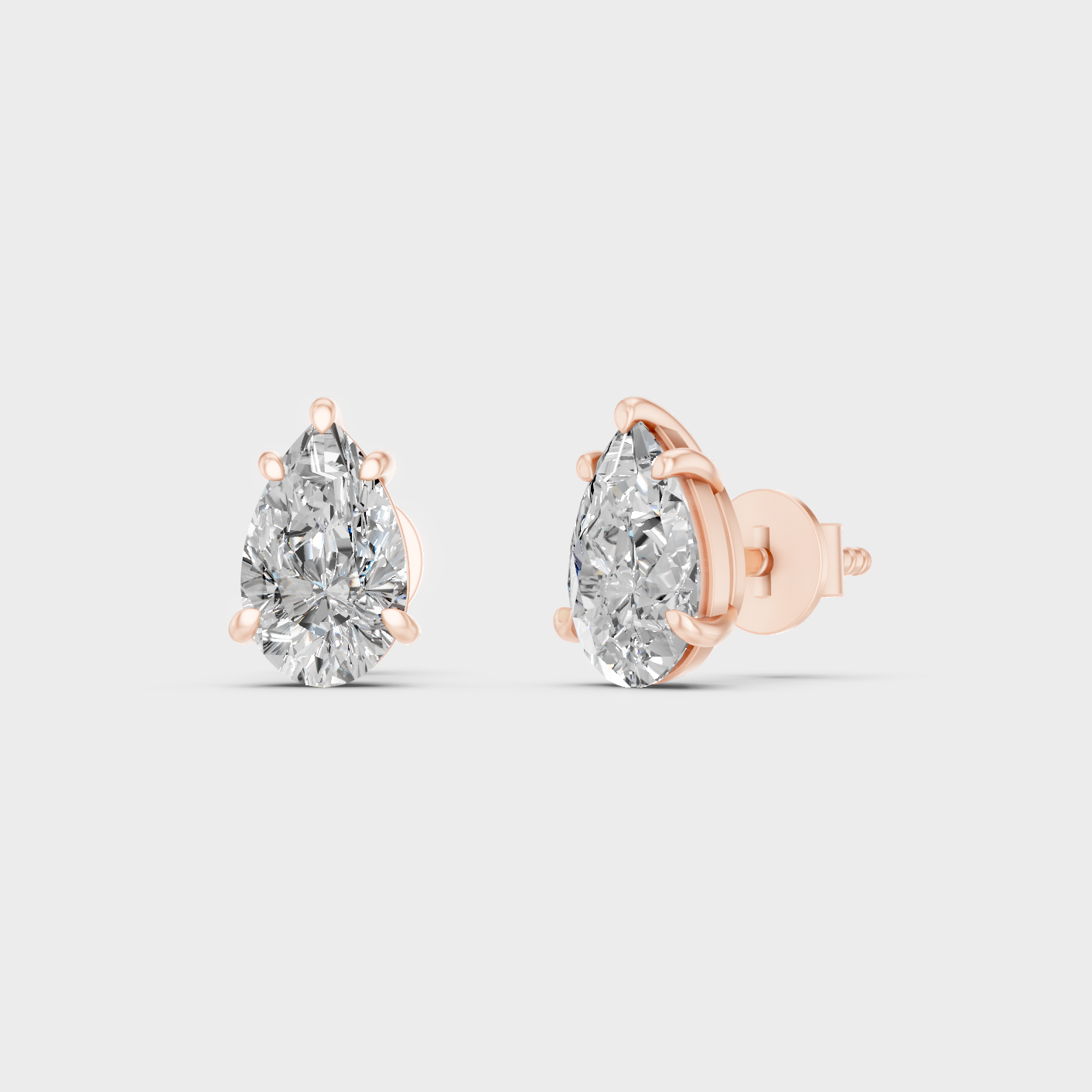 Ethical Lab Grown Pear Diamond Earrings In Rose Gold