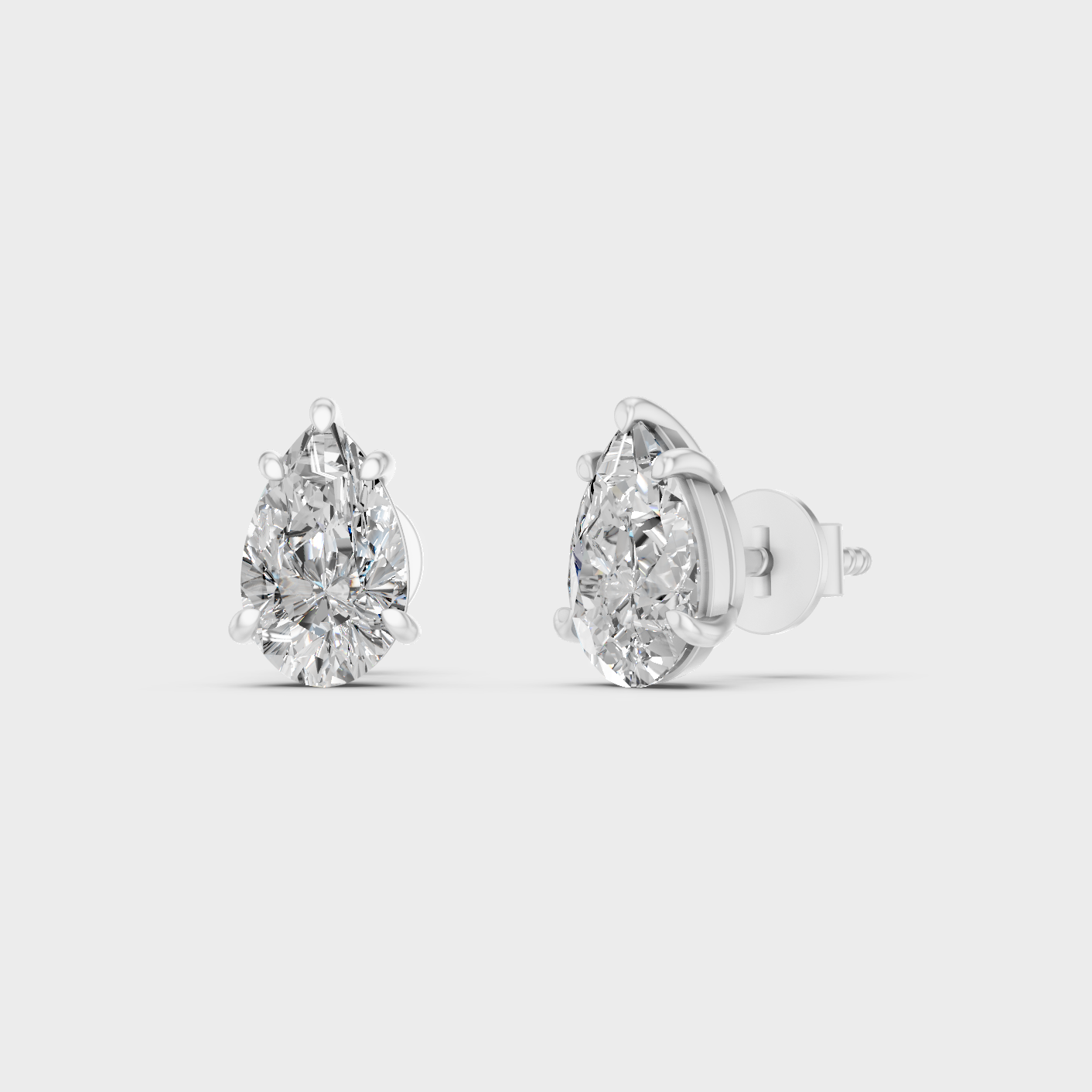 White Gold Pear Cut Diamond Earrings IGI Certified Fine Jewelry