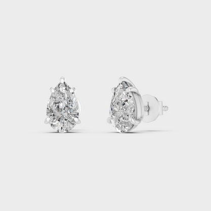 White Gold Pear Cut Diamond Earrings IGI Certified Fine Jewelry