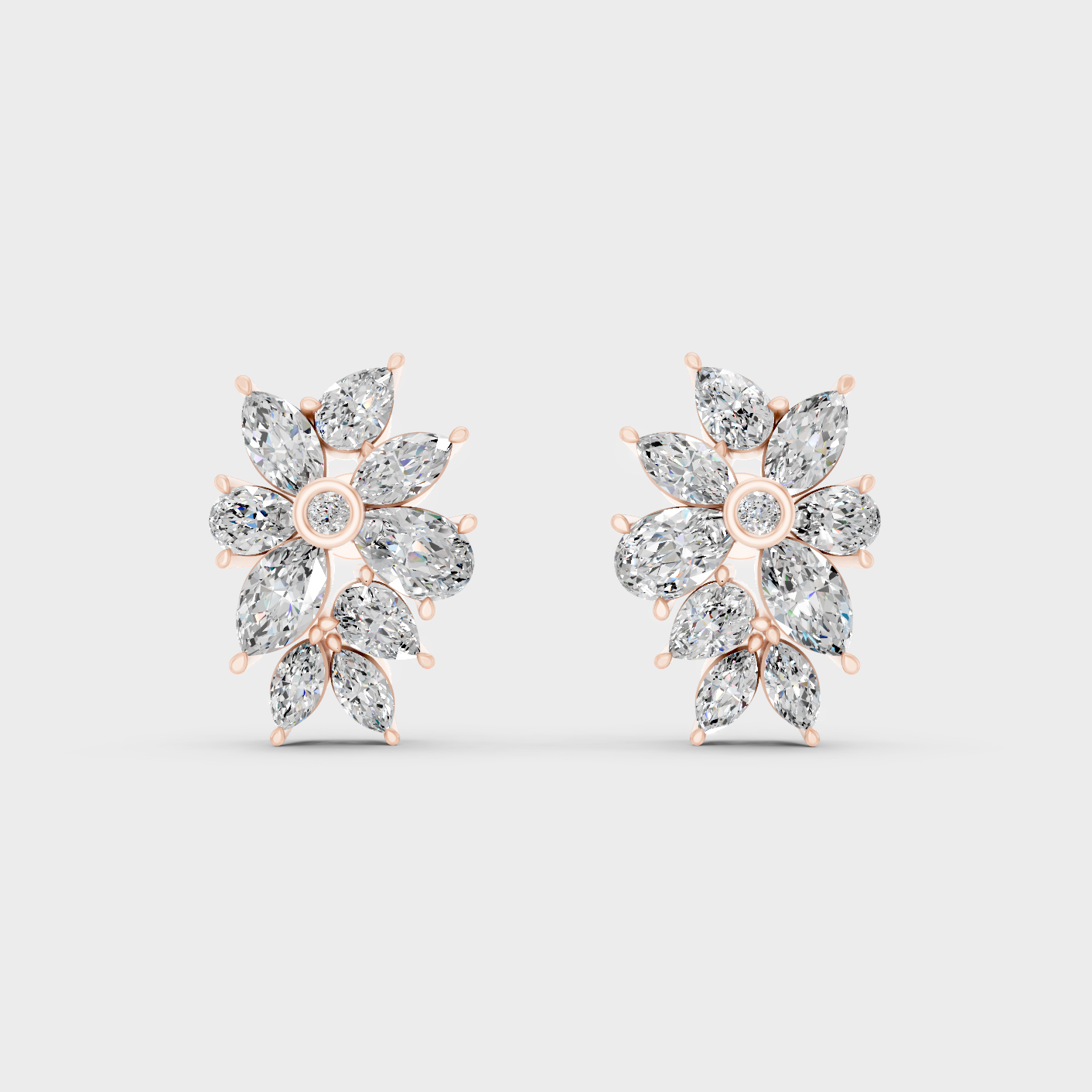Rose Gold Luxury Multi Shape Diamond Earrings Elegant Design