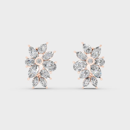 Rose Gold Luxury Multi Shape Diamond Earrings Elegant Design