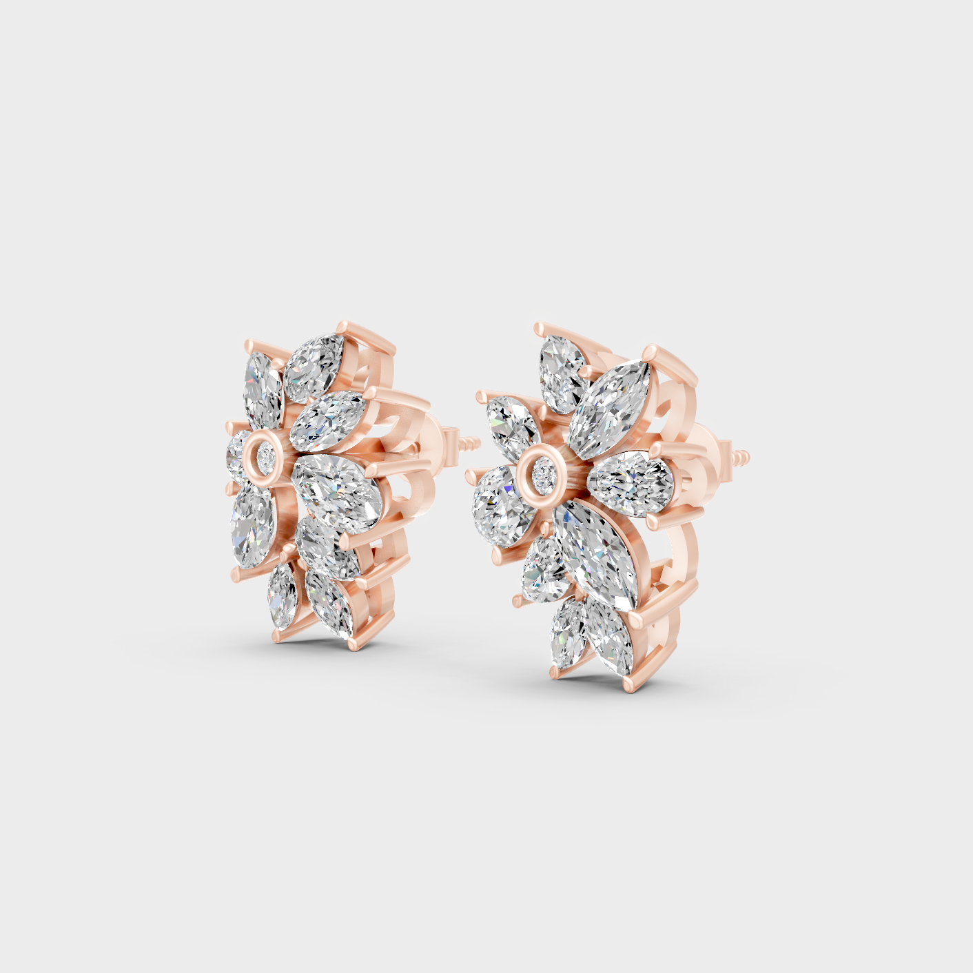 Rose Gold Multi Shape Lab Grown Diamond Earrings Elegant Style