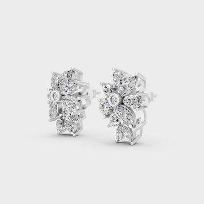 White Gold Certified Multi Shape Diamond Earrings Fine Jewelry