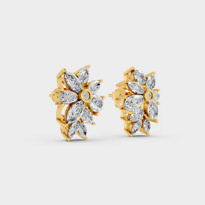 1.83 Ct Multi Shape Diamond Earrings In Yellow Gold Luxury Jewelry