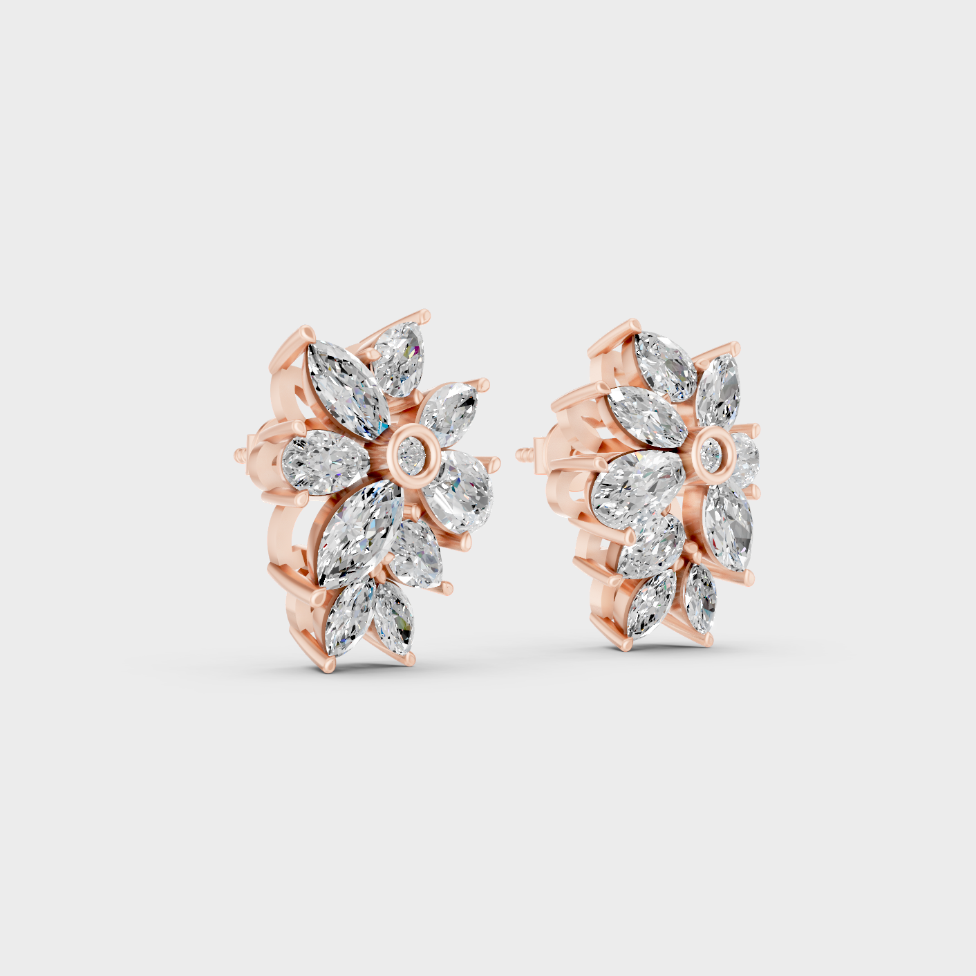Rose Gold Multi Shape Earrings With Ethical Lab Diamonds
