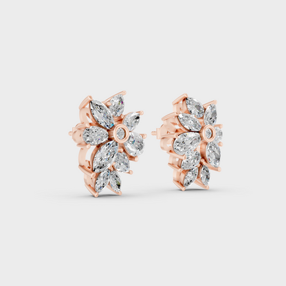 Rose Gold Multi Shape Earrings With Ethical Lab Diamonds