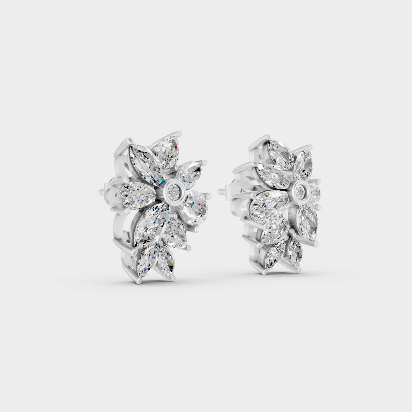 Platinum Multi Shape Diamond Earrings For Timeless Sophistication